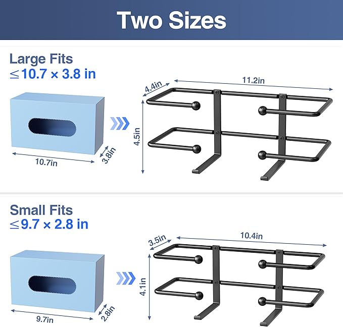 Glove Box Dispenser Wall Mount: Black Holder Organizer for Disposable Glove & Tissue Box - Organizer on Wall in Lab, Kitchen, Bathroom, Garage