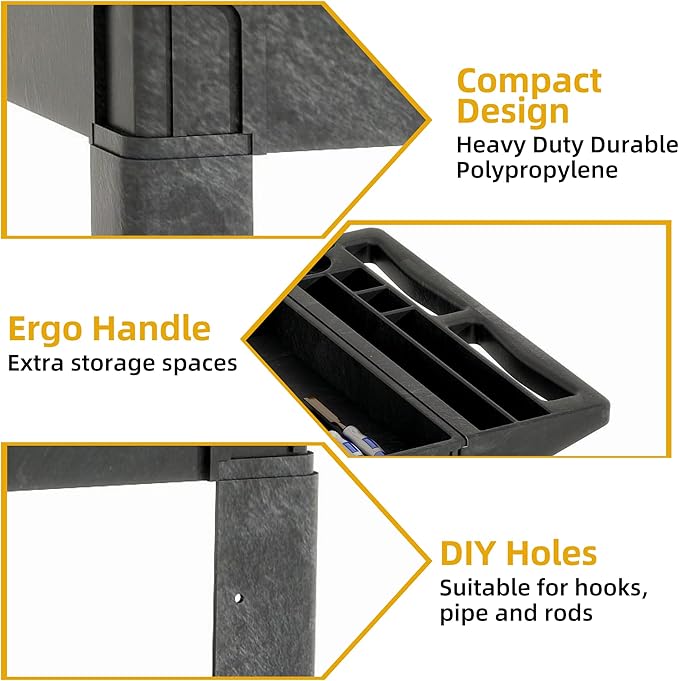 DWVO Utility Service Cart on Wheels, 45 X 25 in 550 LBS Heavy Duty Rolling Cart Plastic Work Cart for Warehouse Garage School & Office Cleaning
