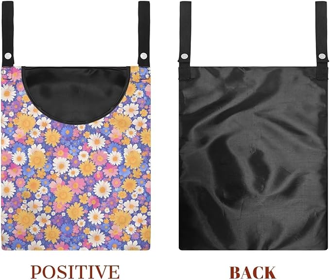 Clothespin Bag with Hanging Rope for Home Outdoor，Laundry Hanging Bag Fits Clothes Lines for Hanging Clothes Outside Balcony Bathroom Corridor Yard - Daisy Floral