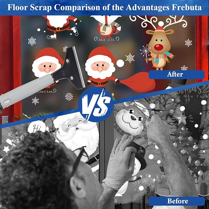 Floor Scraper Telescopic, 38 to 52in 4Inch Razor Blade Floor Scrapers Long Handle Heavy Duty Extension Pole Metal Paint Scraper with 10PCS Extra Metal Blades Paint Scraper (Gray, 4Feet)