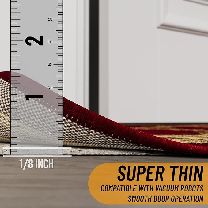 Ottomanson 2'7" x 12' Non-Slip Rug Pad Gripper 1/12 Inch Ultra Thin Dual Surface Felt + Rubber Gripper - Safe for All Floors, Cream