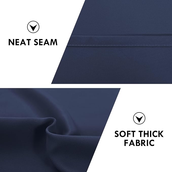 DWCN Blackout Curtains for Living Room Thermal Insulated, Energy Saving & Noise Reducing Bedroom Curtains, Navy, W 70x L 63 Inch, Set of 2 Rod Pocket Curtain Panels