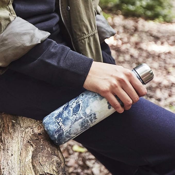 S'well Stainless Steel Water Bottle, 17oz, Blue Granite, Triple Layered Vacuum Insulated Containers Keeps Drinks Cold for 36 Hours and Hot for 18, BPA Free, Perfect for On the Go