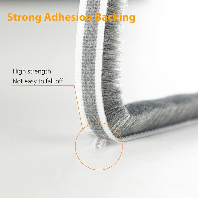 39.4FT Brush Weather Stripping, Neat Pile Self Adhesive Seal Strip for Windows and Door, Weatherstrip for Soundproofing, Windproof, Dustproof, Stronger Stickiness, 0.35'' Wide x 0.35'' Thick, Brown