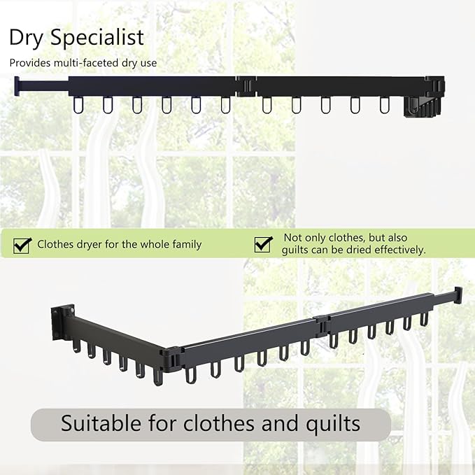 AIJALY Wall-Mounted Drying Rack for Laundry Room Organization, Sturdy Foldable and Removable Drying Rack for Laundry Room and Balcony