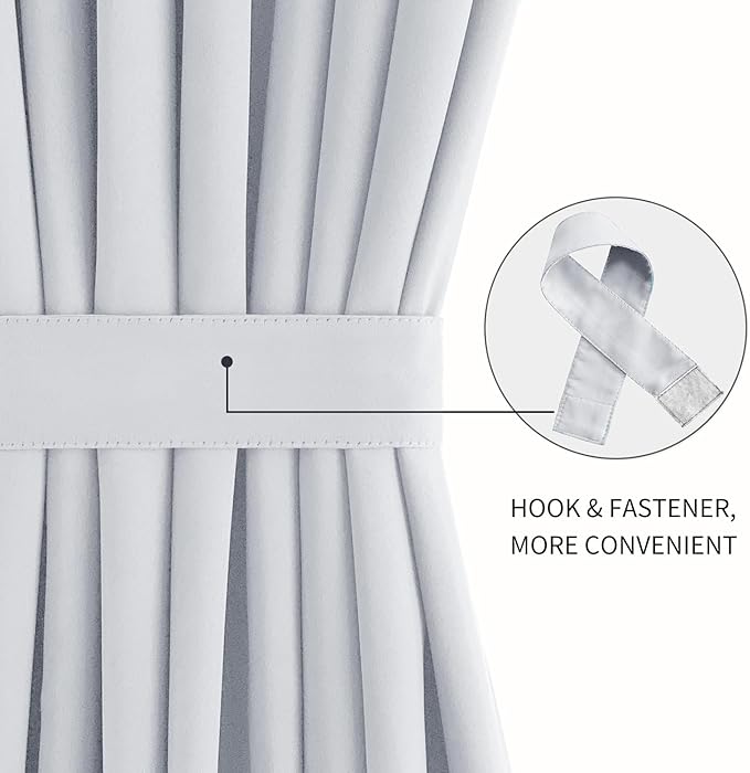 DWCN French Door Curtains – Rod Pocket Thermal Curtain for Doors with Glass Window, Kitchen and Patio Doors for Privacy, 23 X 72 Inches Long, 1 Curtain Panel with Tieback, Greyish White