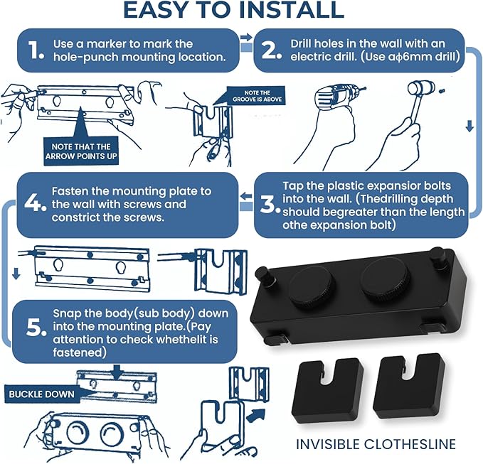 Retractable Clothesline Indoor Outside Heavy-Duty, Upgrade 304 Double Stainless Steel Shower Room Clothes line, Fit Rv Balcony Courtyards Indoor Drying Rack Clothesline, 13.8ft