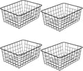 LeleCAT Wire Baskets with Handles, Wire Storage Organizer Baskets, Household Refrigerator for Cabinets, Pantry, Closets, Bedrooms - Set of 4（Black)