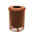 COATEDOUTDOORFURNITURE 32-Gallon Heavy-Duty Expanded Metal Round Trash Receptacle, Commercial Outdoor Waste Bin with Liner & Black Flat Top Lid – Made in America (Textured Copper)