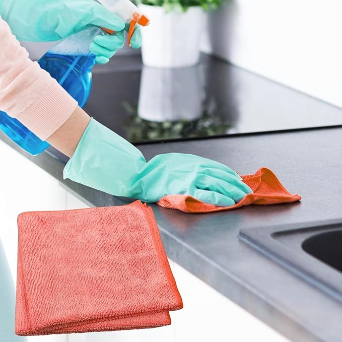 Single Microfiber Cleaning Cloth 40x40 cm - Ultra Absorbent Microfiber Cloth for Home, Kitchen Car Bathroom Rags Polish Cleaning 250 GSM (Red)