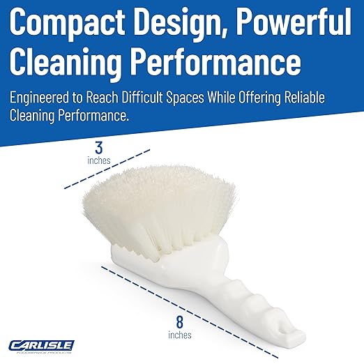 SPARTA 3662000 Flo-Pac Plastic Handle Utility Scrub Brush, Nylon Bristles, 2" Bristle Trim, 8" Length, White (Pack of 12)