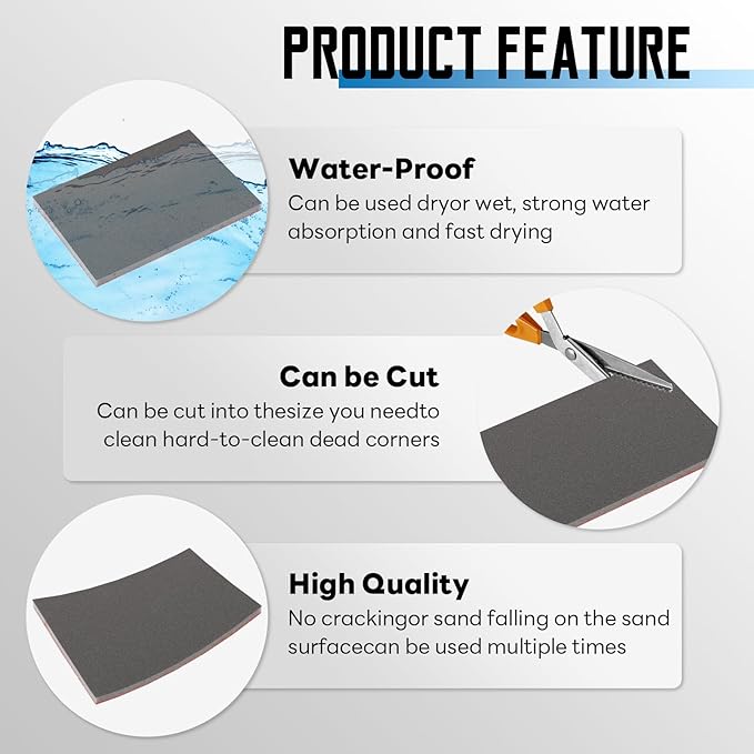 20 Pack 800 Grit Sanding Sponge, 3 x 4 Inch Soft Foam Sanding Block Wet Dry Sanding Pads, Washable Sandpaper Sponge Drywall Sand Block for Wood, Metal, Furniture Polishing (800 Grit)