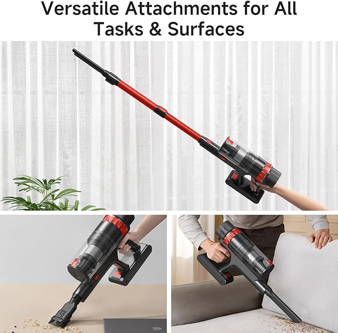 Cordless Vacuum Cleaner, 530W/45Kpa/70Mins Vacuum Cleaners for Home,Self-Standing Stick Vacuum with Smart Touch Screen,Rechargeable Lightweight Vacuum for Pet Hair,Carpets, Hard Floors