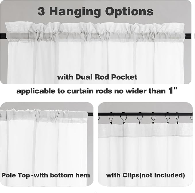 Chyhomenyc White Sheer Curtains 78 Inches Long 2 Panels Set for Living Room, Light Filtering Voile Lightweight Bedroom Curtains, Solid Window Treatment Drapes, Each 42W x 78L