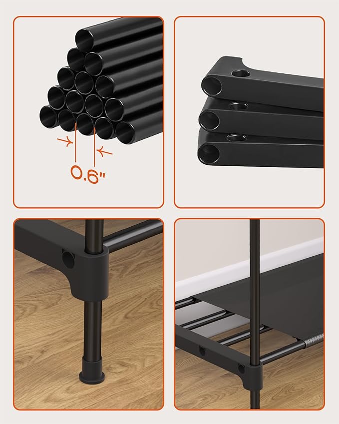 Clothes Rack, Portable Closet, 71.7 Inch Large Capacity Wardrobe Closet, Clothes Storage Organizer with Shelves and 3 Hanging Rods, Easy to Assembly, Black PCT035B01