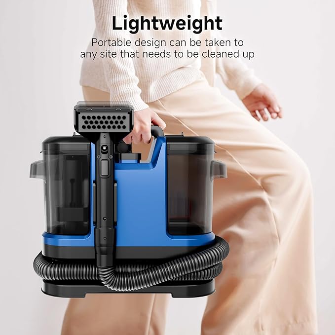 Portable Spot Cleaner Machine for Carpet and Upholstery - 18Kpa Carpet Cleaner with Dual BrushHeads, Easy Move, Cleaning Machine for Furniture, Couch, Stairs, Car and Pet Stain, Blue