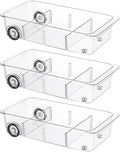 Fridge Organizer Bins With Wheels, 3 Pack Roll Out Refrigerator Organizers And Storage Refrigerator Drawer With Dividers, Upgrade Thick Plastic Pantry Storage Bins, Kitchen Organization
