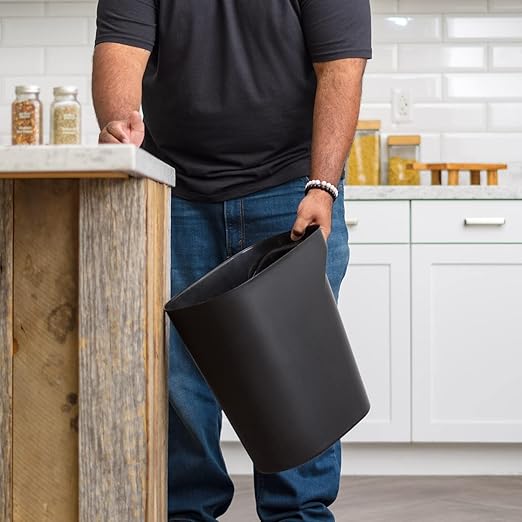 IRIS USA Small Trash Can Wastebasket with Handle, 6 Gallon / 24 Quart, 3-Pack, for Bathroom, Office, Bedroom, Under Sink, Kitchen, Garbage - Black