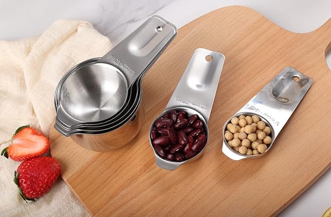 8 Pcs Stainless Steel Measuring Cups Set, Kitchen Measuring Cup for Cooking and Baking
