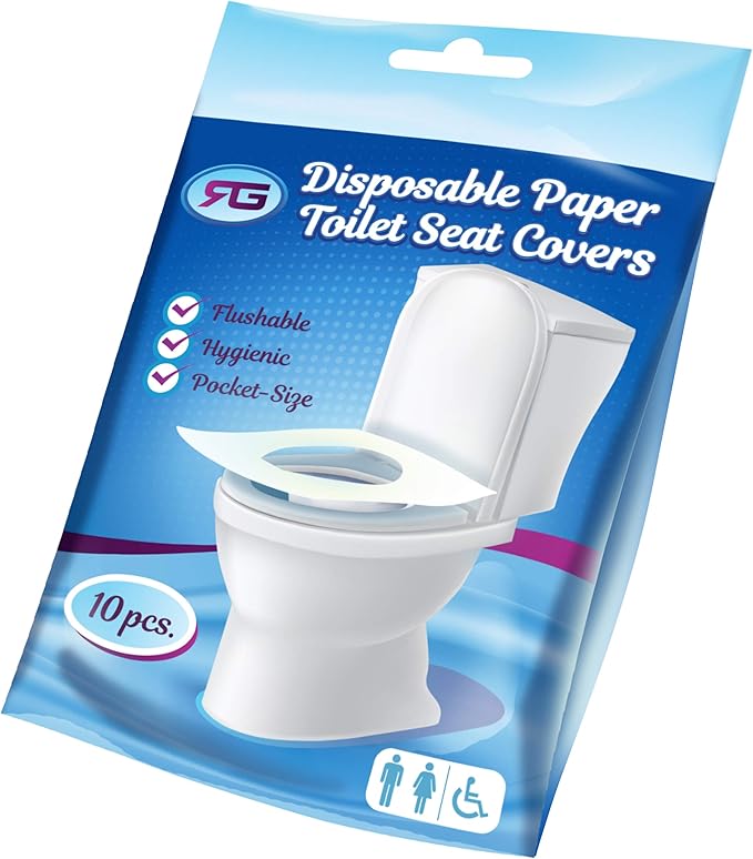 Rockland Guard Toilet Seat Cover - Flushable & Disposable Toilet Seat Cover for Bathroom - Road Trip Accessories & Travel Essentials for Kids & Adults - 20 Resealable Packs with 10 Sheets - 200-Count