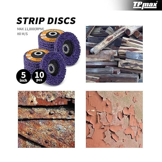 5" x7/8'' Stripping Discs Rust Remover Wheel Remove Paint and Oxidation Poly Strip Wheel Disc Abrasive Angle Grinding Wheel - 10 Pack(Purple)