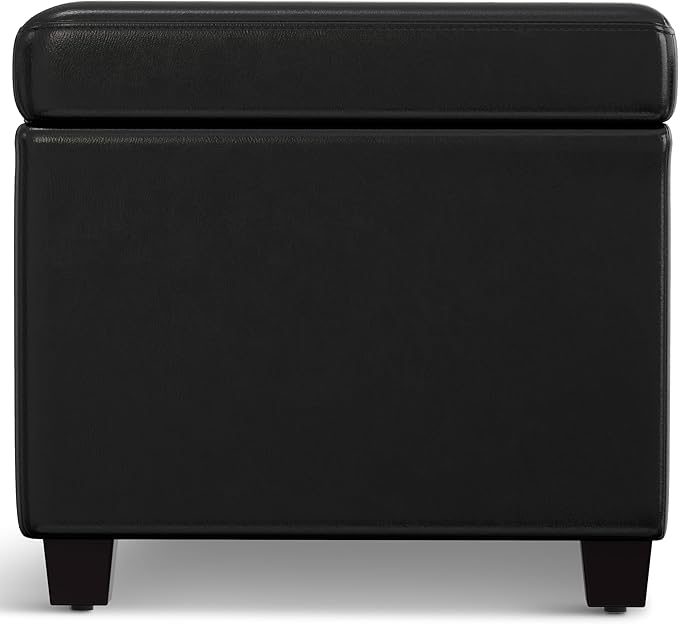 SIMPLIHOME Avalon 54 inch Wide Contemporary Rectangle Extra Large Storage Ottoman Bench in Midnight Black Vegan Faux Leather, Assembled, For the Living Room, Entryway and Family Room