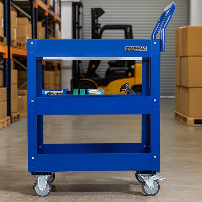 3 Tray 29.3 inch Tool Cart, self Assembly, 300 LBS Capacity Rolling Tool Carts on Wheels, Heavy Duty Utility Cart, Mechanic Tool Storage Cart for Garage, Warehouse and Repair Shop, Blue