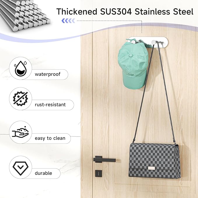 Ironing Board Holder Wall Mount,Ironing Board Hanger with Removable Hooks, Laundry Rooms Stainless Steel Ironing Boards Hook for Wall for Y or T Leg