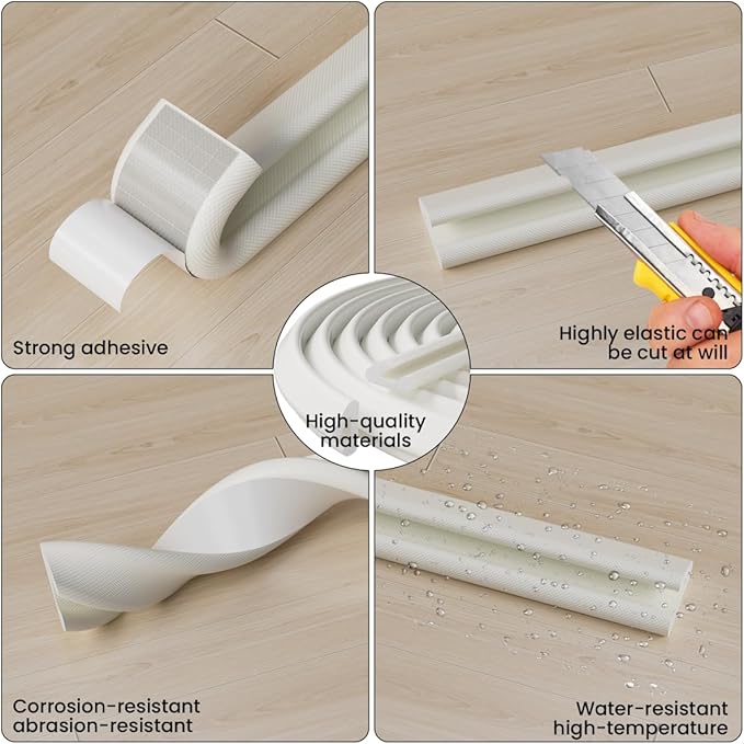 V Shape Foam Weather Stripping Door Frame Seal Strip 33FT White, Draft Stopper, Insulation Winter, Weatherstripping, Gap Sealing, Soundproofing, Self-Adhesive Used for Exterior Front Door Side