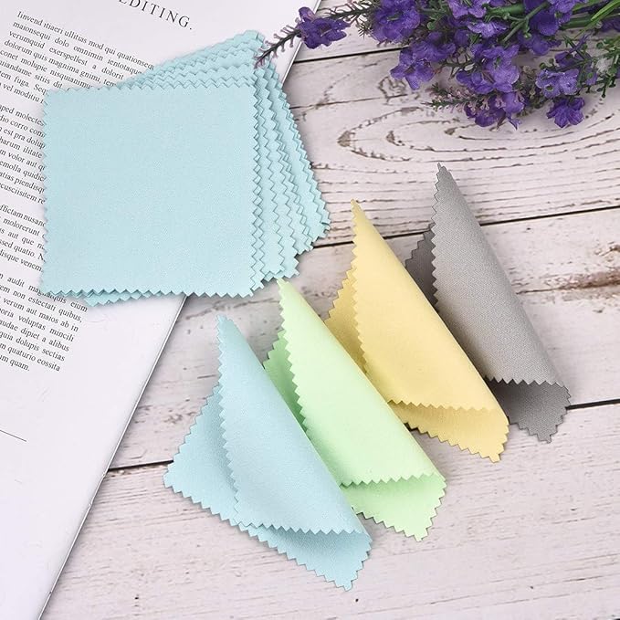SEVENWELL 50pcs Jewelry Cleaning Cloth Gray Polishing Cloth for Sterling Silver Gold Platinum Small Silver Polish 8x8cm