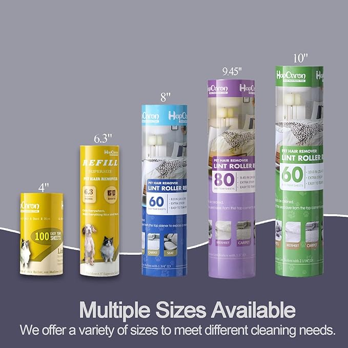 9.45 inch Large Surface Lint Roller Refills, Fits Most 9.45" Supersize Lint Rollers with 1.5" ID, Total 320 Easy Tear Sheets (Pack of 4)