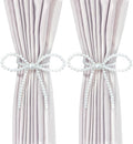 Magnetic Tiebacks for Curtains, 2 Pack Bow Pearl Curtain tiebacks Curtain Buckle Clips with High-Elastic Spring Wire,Curtain Holders for Wall,Drapery tiebacks,Curtain Ties (2pcs Bow)