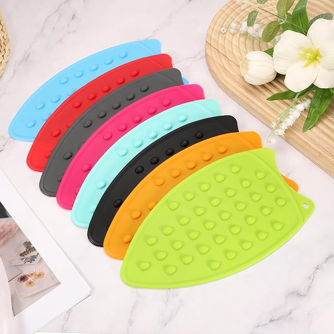 PATIKIL Silicone Iron Rest Pad, 2 Pcs Multipurpose Hot Heat Resistant Iron Rest Plate Protective Pad for Ironing Board Hot Resistant Steamer Steam Compact Mat, Red
