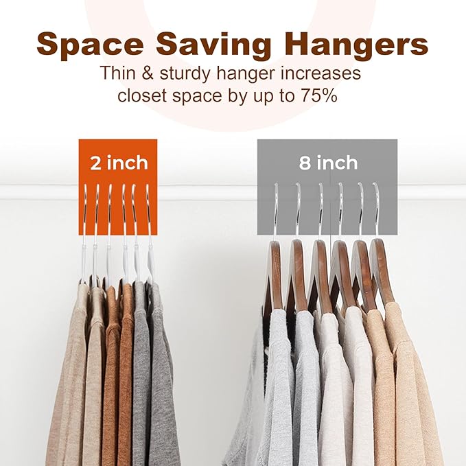 HOUSE DAY White Plastic Hangers 50 Pack, Slim Space Saving, Non Slip Hangers with Rubber Pads, Heavy Duty Coat Hanger for Closet, Prevent Stretching S-Shaped Clothes Hanger for Shirt, Suit, Pants