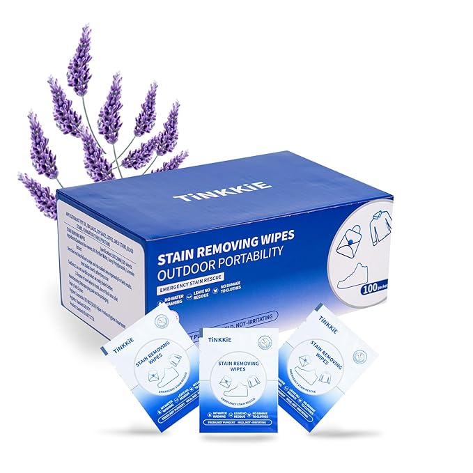 100-Pack Stain Remover Wipes, Portable Clothing Stain Remover Wipes, Instant Stain Remover and Individually Wrapped, Stain Removers for Clothes, Shoes And Surface cleaning of headphones