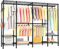 Extra Large Garment Rack Heavy Duty Metal Clothes Rack for Hanging Clothes,Multi-Functional Closet Organizer System Bedroom Clothing Rack Freestanding Closet Portable Wardrobe,MaxLoad 1000lbs