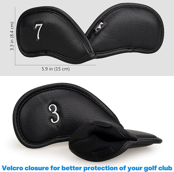 CRAFTSMAN GOLF 12pcs or 1pc Thick Synthetic Leather Golf Iron Head Covers Set Headcover Fit All Brands Callaway Ping Taylormade Cobra Etc. Also Custom Name