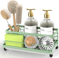 Cisily Sage Green Sponge Holder for Kitchen, Sink Caddy Sink Organizer Rack for Kitchen Accessories with Drip Tray, Rustproof and Non-slip, Soap Dispenser Countertop Organizer Essentials for New Home