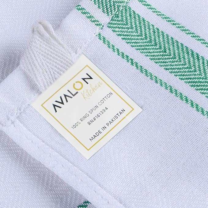 Dish Towels Set (Value Pack of 30) Size 15x25 Inch, 100% Cotton Soft & Absorbent Linen Kitchen Towels, Tea Towels, Reusable Cleaning Cloths for Household Cleaning (Green)