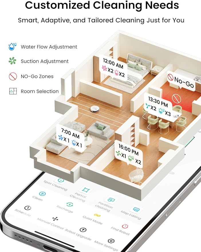 Lefant M2L Plus LiDAR Robot Vacuum and Mop, 190° PSD Obstacle Avoidance, 6000Pa Strong Suction, 45-Day Capacity, Multi-Floor Mapping, 130 Min Runtime, WiFi/Alexa/APP/iWatch