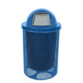 COATEDOUTDOORFURNITURE RDT-P-TXTLBL Heavy Duty Round Trash Receptacle with Dome Top, Liner Included, 32 Gallon, Textured Light Blue, Made in America