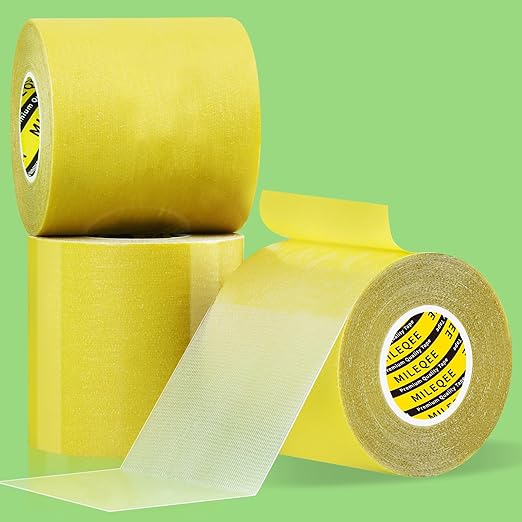 3Pack Double Sided Tape Heavy Duty, 3.2in x 33FT (99FT Total), Universal High Tack Strong Wall Adhesive with Fiberglass Mesh, Super Sticky Resistente Clear Tape, Easy Use Mounting Tape