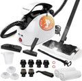 Steam cleaner, equipped with 21 specialized accessories, 1.08-liter water tank, 248°F high-temperature steam, suitable for floors, tile grout, tiles, carpets, and cars, chemical-free cleaning (White)