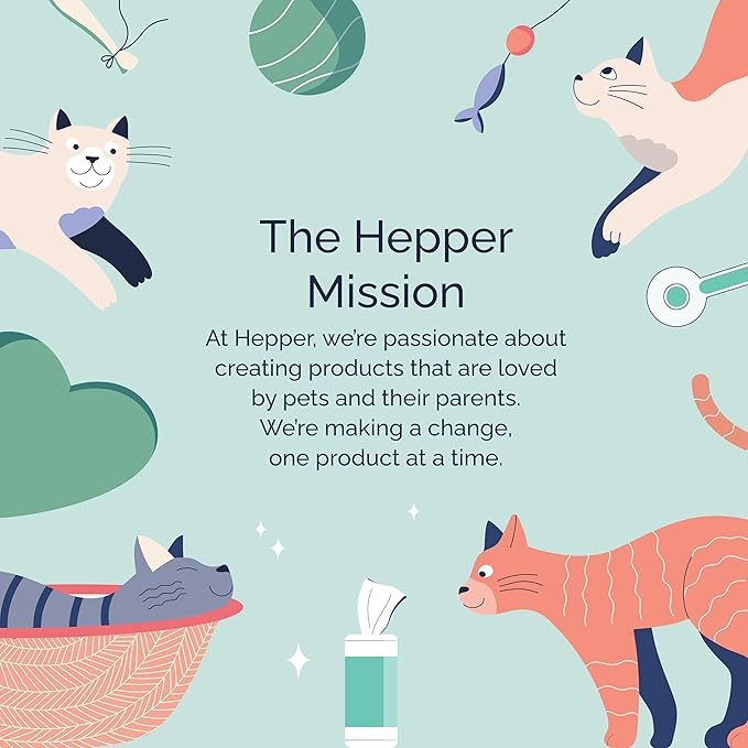 Hepper Wash Wipes - Soft Pet Cleaning Wipes Enriched with Aloe & Cucumber Scent for Waterless Grooming - Ideal for Dogs, Cats & Other Pets - Safe for Puppies & Kittens