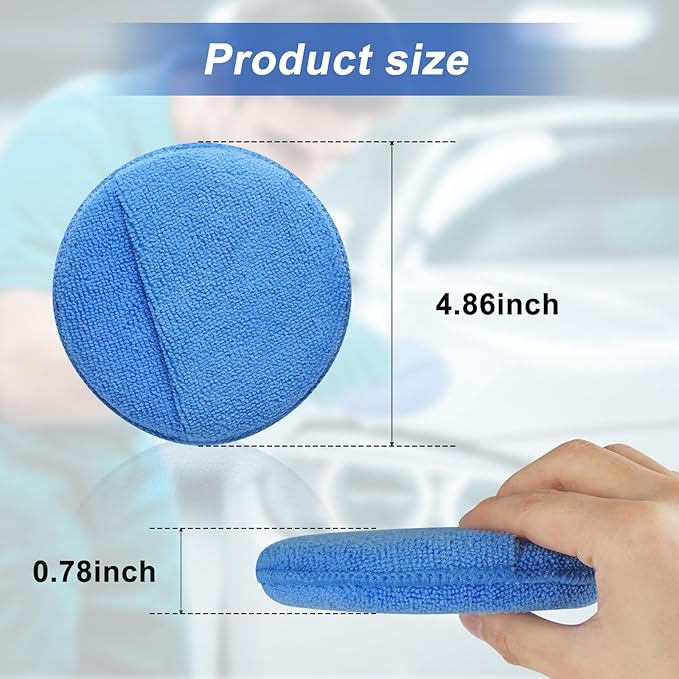 Wax Applicator Pad (8 Pack), 5 Inch Microfiber Applicator Pad with Finger Pocket, Washable Reusable Polishing Pads, Buffing Pads for Car Cleaning, Polishing and Detailing