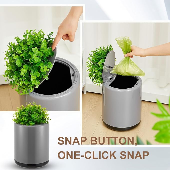 Dog Poop Trash Can Outside 13 L/ 3. 4 Gal Dog Waste Trash Can with Lid, Plant-Styled, Double-Layer Design, Outdoor Garbage Container for Front Porch Backyard Office Patio(Grey)