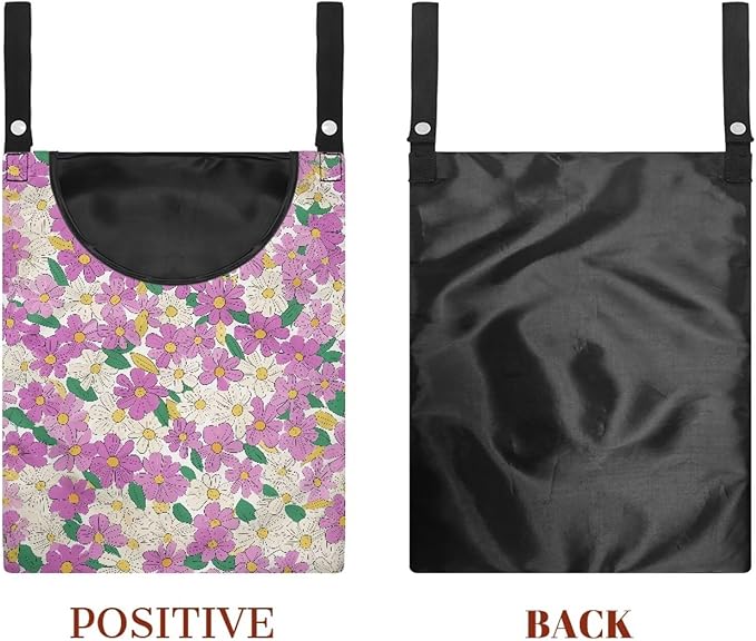 2 Pcs Hippie Flowers Clothes Pin Bag Clothespin Bag Holder 14.5 X 12 Inch Clothes Pin Hanging Bag for Clothesline Outdoor Outside Wardrobe and Laundry Room