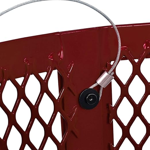 Global Industrial Outdoor Diamond Steel Trash Can with Flat Lid and Plastic Liner, 36 Gallon Capacity, Red, Thermoplastic Coating, 23-1/2" Diameter, 30" H
