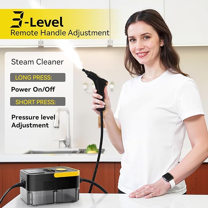 Steam Cleaner, 2500W High Pressure Steam Cleaner for Home, 10s Fast Heat-Up, Chemical-Free Steamer for Cleaning with 6 Steam Levels, 41oz Tank, Handheld Steam Cleaner for Car, Grease, Grout, Tile