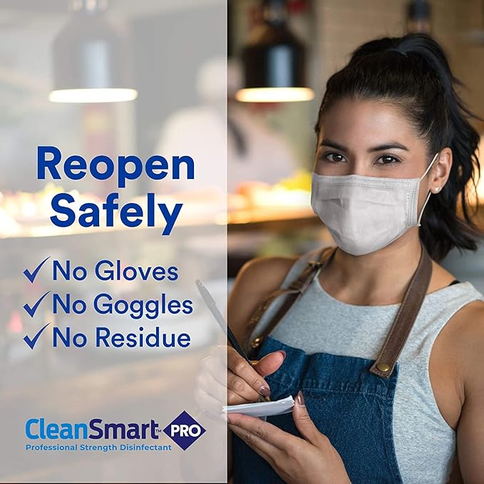 CleanSmart Hospital Grade Disinfectant, Kills 99.9% of Viruses and Bacteria, Hypochlorous Acid Technology, EPA Registered, 4 Gallons (HOCL)